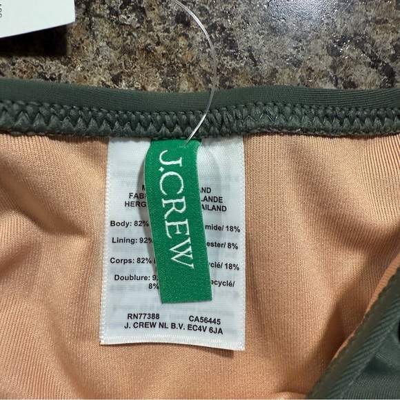 J.Crew High Leg Cheeky Bikini Bottom Army Green XXS NWT - Picture 8 of 9